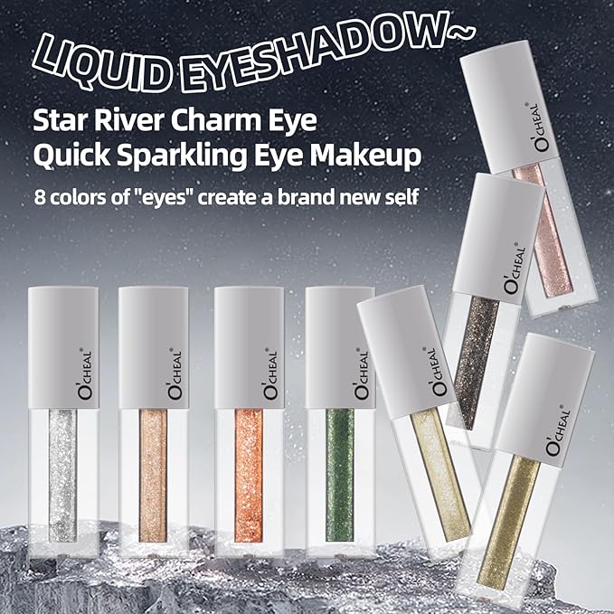 O'CHEAL Shining Liquid Metallic Eyeshadow, Quick-Drying, Long-Lasting, One-Swipe Pigmented Coverage,High Pigment Colored Metallic Eyeshadow Stick Eyeliner 01#