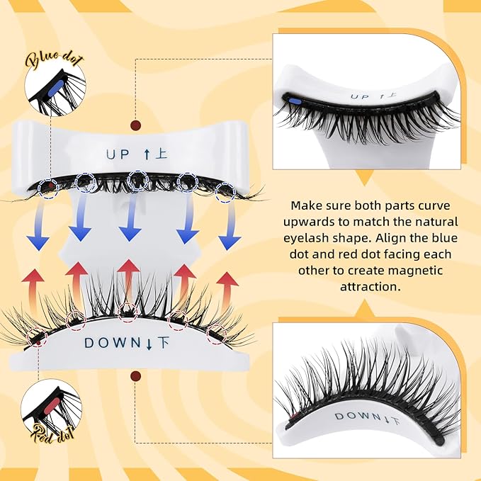 QUEWEL Magnetic Eyelashes, Reusable No Glue Needed Magnetic Eyelashes Kit with Applicator Lash Clusters Kit without Eyeliner Easy to Wear and Remove (G-YC01)