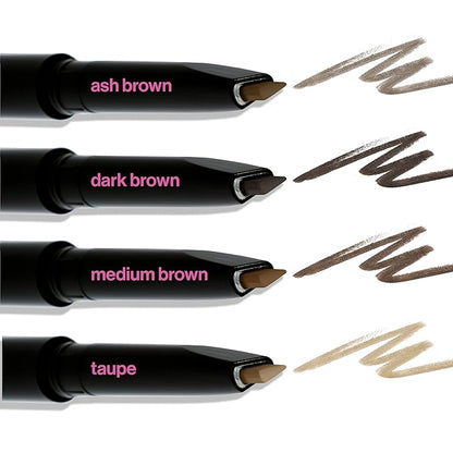 wet n wild Ultimate Eyebrow Retractable Definer Pencil, Dark Brown, Dual-Sided, Fine Tip, Shapes, Defines, Fills Brows Makeup
