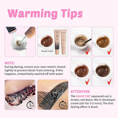 PERMANIA Lash Lift and Black Color Kit, Salon Results Eyelash Perm & Brow Lamination Kit with Detailed Instruction Easy for Beginner Natural Lasts up to 4 Weeks