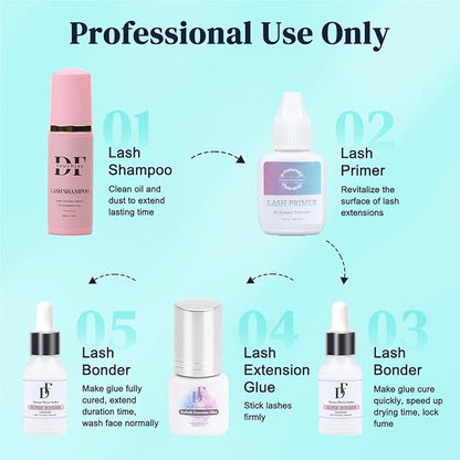 Lash Primer and Bonder Kit for Eyelash Extensions 15+15ml Super Bonder Glue Accelerator Increase Adhesive Bonding Power Eyelash Primer Pretreatment for Semi Permanent Lash Extensions-Pink