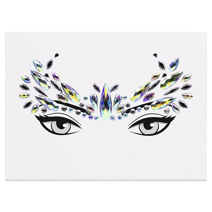 MCoBeauty Festival Ready Face And Body Jewels - Glitz And Glam - Ultimate Beauty Accessory - Light Reflecting Jewels Create A Truly Unique Look - Cruelty Free - Self Adhesive - Peacock - 1 Pc