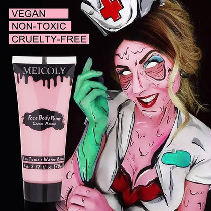 MEICOLY Cream Light Pink Face Body Paint,2.37Oz Large Tube Water Based Full Body Paint,Pastel Pink Pale Pink Face Paint Halloween Stage SFX Special Effect Cosplay Makeup 5.12*2.36*1.26 Inch