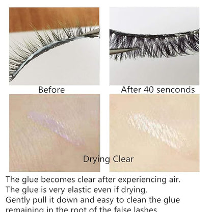 JIMIRE Eyelash Glue Clear | Secure Hold for False Eyelashes | Latex-Free Eyelash Adhesive with Chamomile Suitable for Sensitive Eyes