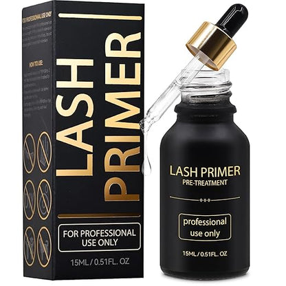 Lash Primer for Eyelash Extensions, Pre-Treatment for Eyelash Extensions, Remove Oils & Proteins, Increase Adhesive Bonding Power Retention, Professional Use,0.5fl. oz (15ml)