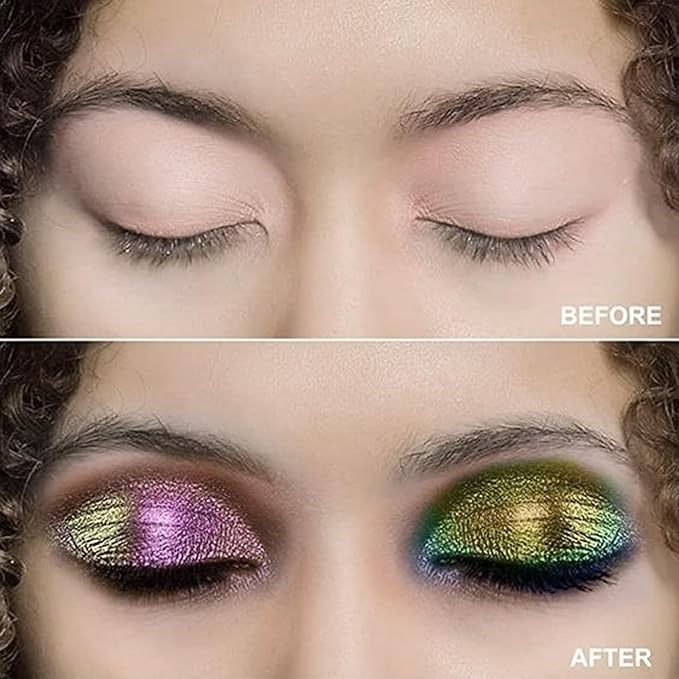 Liquid Glitter Eyeshadow, Metallic Glitter Shimmer Eye Looks Waterproof Long Lasting Quick-Drying Sparkling Eye Shadow Makeup Chameleon 02#