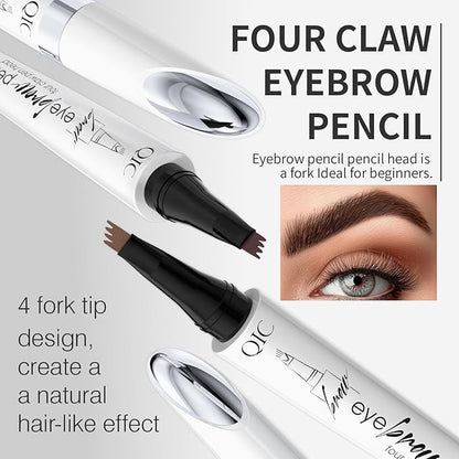 Upgraded Microblading Eyebrow Pen, 4-Fork-Tip Magical Eyebrow Pencil, 3D Natural Hair-Like Brows Makeup, Waterproof & Long-Lasting for All Day, Christmas Gift for Mom Wife or Girlfriend, Light Brown