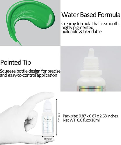 Mysense Amazon Green Face Body Paint,St Patricks Day Outfit Accessories,Water Based Washable Cream Body Paint for Adults and Children Halloween SFX Cosplay Gamora Witch Costume Makeup,0.6oz