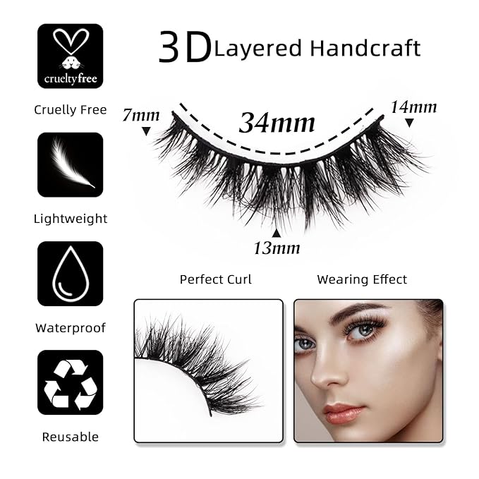 Cat Eye Natural Lashes Wispy False Eyelashes Short Fluffy Fake Lashes- 7 Pairs, ZG86