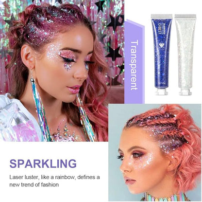 Pop Eye Shadow Sequin Cream Face Body Glitter Polarized Sequin Cream High Light Dazzle Color Brightening Set Stage Makeup， 6-Color Suit