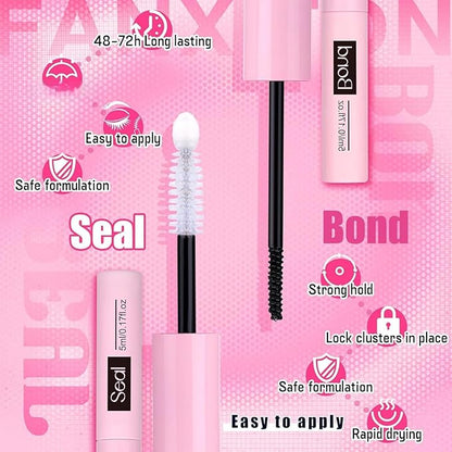 FANXITON Lash Clusters with Lash Bond and Seal Sweatproof, 10-18 mm D Volume Lash Extension Kit 280 pcs Individual Lashes Lash Clusters Kit and Tweezers Thick DIY Eyelash Extension Kit