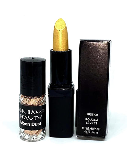 Black Bamboo Gold Body Glitter and Lipstick Set | Includes Gold Sparkle Lipstick and Shimmering Glitter Roll-On | Use on Lips, Eyes and Face | Perfect for Parties, Celebrations or Holiday Gifts