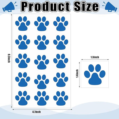Harloon 20 Sheets 300 Pcs Paw Prints Temporary Tattoos Paws Foot Temporary Tattoo Removable Dog Stickers for Women Face Body Arm(Blue)