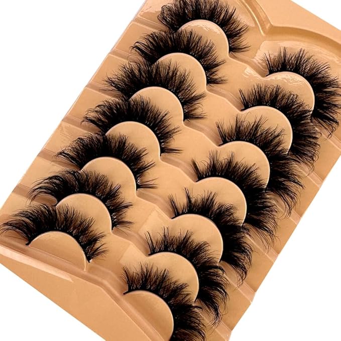 HBZGTLAD NEW 7pairs Cat eye Eyelashes 3D Natural False Lashes 5d Fluffy Soft Cross Manga Lashes Wispy Natural Eyelash Extension Makeup (K)