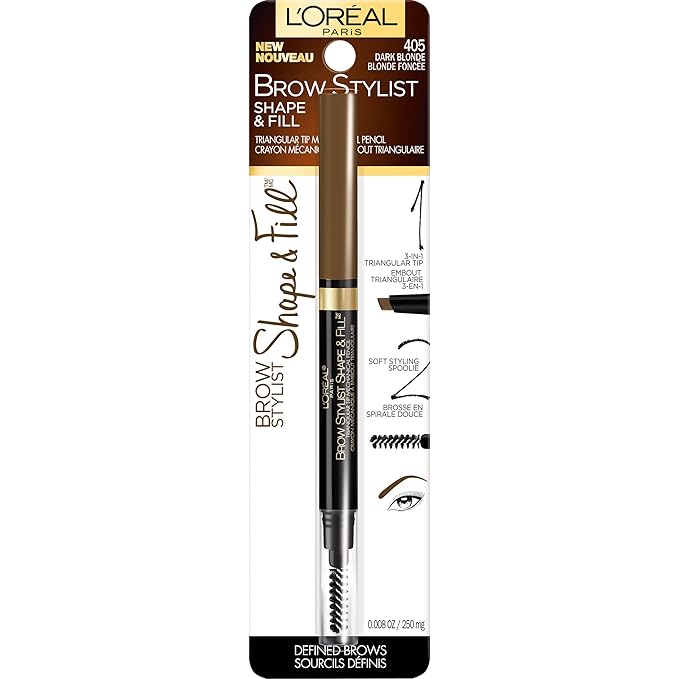 L'Oreal Paris Brow Stylist Shape & Fill Mechanical Eye Brow Makeup Pencil, Dark Blonde, 0.008 oz.