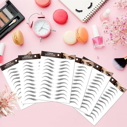 Black Eyebrow Tattoo 66 Pairs (High Arched Eyebrows), Hair-Like Popular Fake Eyebrows Waterproof Lasting 4D Realistic Makeup Tattoo Arch Style, Eyebrow Transfer Stickers for Women Girls