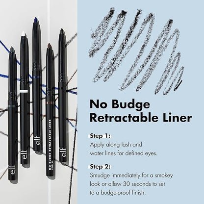 e.l.f. No Budge Retractable Eyeliner, Creamy, Ultra-Pigmented & Waterproof, Creates Bold & Defined Lines, Vegan & Cruelty-Free, Grey