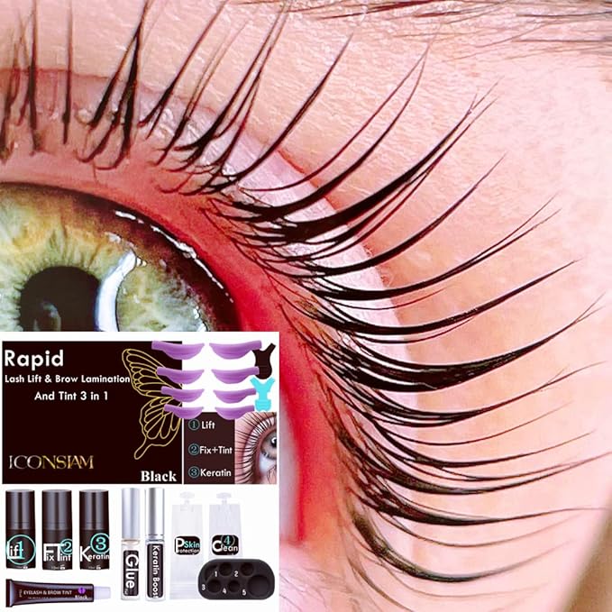 Lash Lift and Brow Lamination with Black T-i-n-t, Rapid 5 Minute Eyelash and Eyebrow Lifting Make Eyes Visible and Voluminous for 6 Weeks More Than 15 lash Lift/D-Y-E Times (Black Lash&Brow Lift)