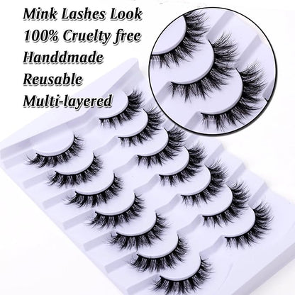 Cat Eye Natural Lashes Wispy False Eyelashes Short Fluffy Fake Lashes- 7 Pairs, ZG86