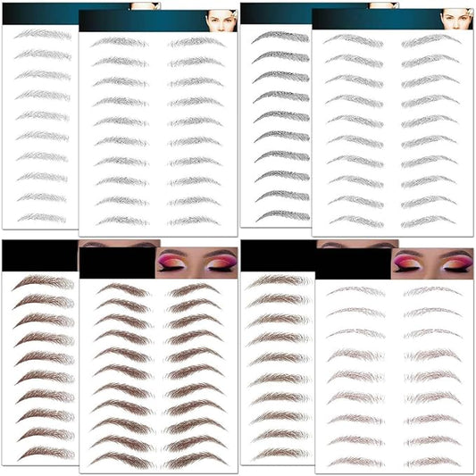 8 Sheets Eyebrow Tattoo Waterproof, 76 Pairs Temporary Eyebrow Tattoos for Women & Girls, Peel Off False 4D Hair-like Instant Transfer Brows