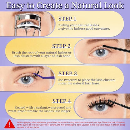 ANURAG Lash Clusters Kit 120PCS - 9-17mm Fairy Manga Anime Eyelash Extensions, Ultra-Thin Black Band Individual Fake Lashes for Natural Look Lash Clusters & Daily Makeup Clusters Set