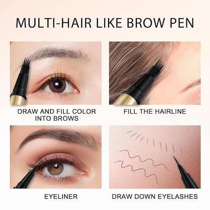 Microblading Eyebrow Pen Kit - Waterproof Brow Makeup Set with Eyebrow Pencil, Eyebrow Gel Clear, Eyeliner, Dual-ended Eyebrow Brush, Natural Looking Brows with Long-Lasting All-Day Hold - Dark Blonde