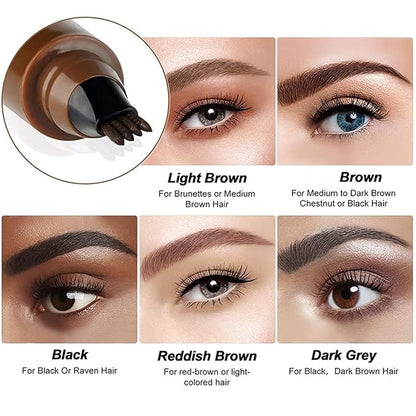 Eyebrow Contouring Pen, 2025 New Upgraded Waterproof Eyebrow Pen with 4-Prong Micro-Fork-Tip Applicator, Liquid Eyebrow Pen for Women Creates Natural Looking Brows Effortlessly, Red