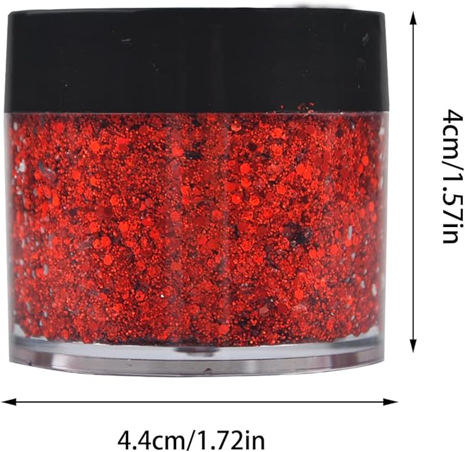 GL-Turelifes Colorful Sparkling Body Glitter Mermaid Sequins Chunky Glitter Gel Hair Glitter Gel Festival Glitter Cosmetic for Face Hair Nails Stage Bride Makeup Long Lasting 30ml (Red)