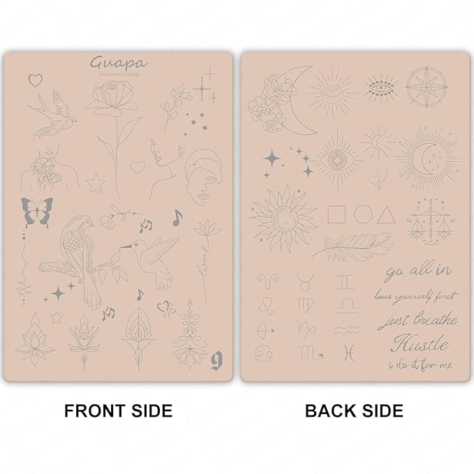 Guapa 2-Sided Printed 1.5MM Silicone Tiny Tattoo Practice Pad – Realistic & Durable for Precision Training