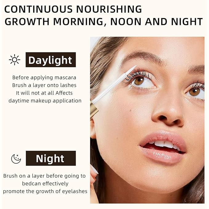 Eyelash Growth Serum for Thickness & Length, Enhances Lash Extensions, Also Promotes Brow Growth