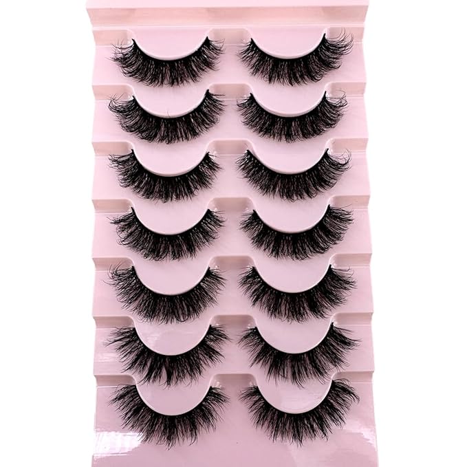 HBZGTLAD New 7 Pairs False Eyelashes Wispy Lashes Natural Look Fake Eyelashes Cat Eye Lashes Faux Mink Fluffy Strip False Lashes Pack (GT-7)