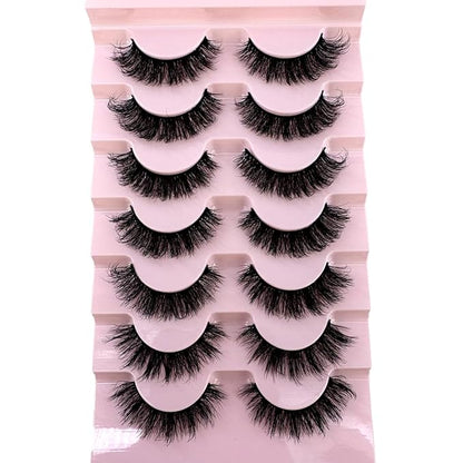 HBZGTLAD New 7 Pairs False Eyelashes Wispy Lashes Natural Look Fake Eyelashes Cat Eye Lashes Faux Mink Fluffy Strip False Lashes Pack (GT-7)
