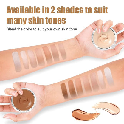 Tattoo Cover Up Makeup, Full Coverage Concealer Cream, Waterproof & Sweatproof Concealer for Scars, Vitiligo, Dark Spots – Long-Lasting, Natural Finish for Body & Legs (2 Colors)