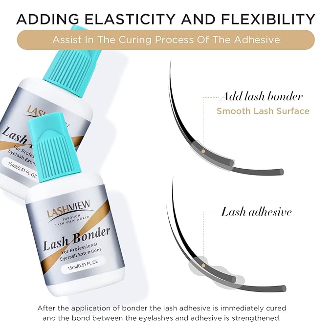LASHVIEW Lash Bonder for Eyelash Extension,Lash Sealant,Glue Accelerator,Super Bonder Longer Retention,Low Irritation, Water Oil Proof,Increase Lash Retention by up to 30% (15ml)