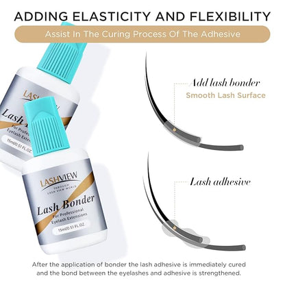 LASHVIEW Lash Bonder for Eyelash Extension,Lash Sealant,Glue Accelerator,Super Bonder Longer Retention,Low Irritation, Water Oil Proof,Increase Lash Retention by up to 30% (15ml)