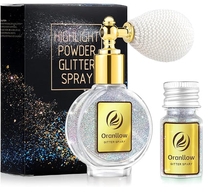 Silver Body Glitter Spray - Holographic Shimmer Spray Powder Sparkle for Hair and Body, Face, Clothes, Nail Art Crafts Design, Halloween and Easter Festival Makeup