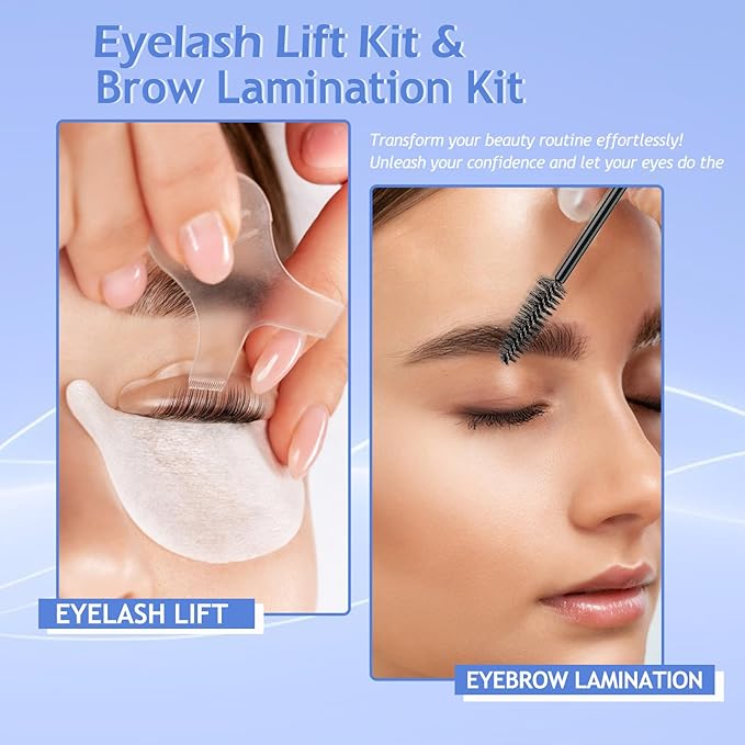 Lash Lift Kit & Brow Lamination Kit - 4 in 1 Professional Black Eyelash and Eyebrow Perm Kit - Results up to 8 Weeks -Easy to Apply and Long Lasting Finish -Suitable for Salon & Home