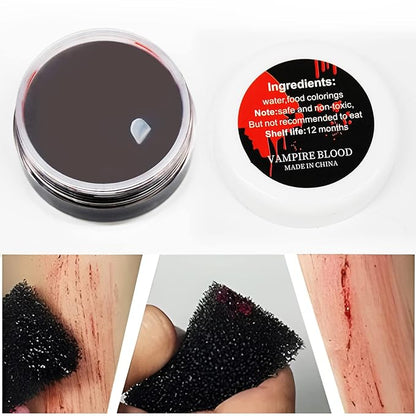 1 oz Halloween Coagulated Blood, 30g Fake Blood Gel for SFX Wound, Cuts, Clown, Vampire Film Cosplay Makeup