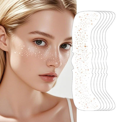 6 Pcs Glitter Freckles Face Tattoo,Waterproof Makeup Patches - Rose Gold,Glitter Speckles Patches,Glow Up Makeup Patches,Cosmetic Glitter for Face - Cute Glitter Makeup Accessories for Women