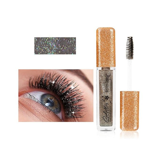 Glitter Color Mascara, Corleone Shimmer Sparkle Mascara glitter mascara for eyelashes,Eyeliner Charming Longlasting Mascara for Eyelash Eye Makeup (Black)