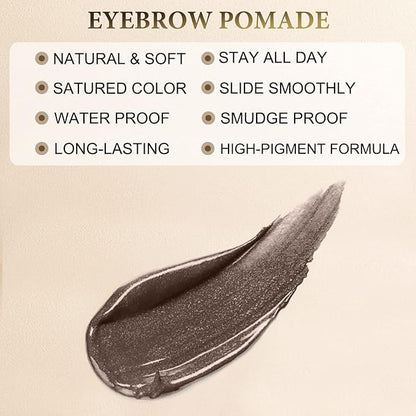 LAVONE Eyebrow Pencil Makeup Kit, with Waterproof 2-IN-1 Microblading Eyebrow Pen, Eyebrow Pomade, Eyeliner and Dual-ended Eyebrow Brush, Brow Pencil Kit for Natural Eyebrows - Dark Brown