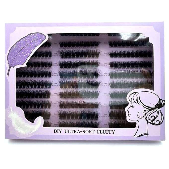 HBZGTLAD Fluffy Cluster Lashes 40D60D80D100D120D Natural Thick Eyelash Clusters D Curl Individual Lashes DIY Eyelashes Extension (300pcs80D100D120D)