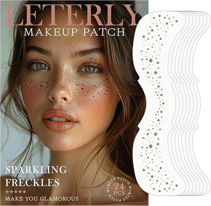 24 Pcs Glitter Freckles Face Tattoo,Brown Face Glitter Makeup Patches Cute Sparkle Freckles Patches Waterproof Makeup Speckles for Face Accessories for Women Girls