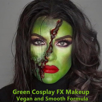 Go Ho Light Green Face Paint Stick,Green Accessories,Water Based Cream Green Body Paint Washable,Highly Pigmented,Smooth and Safe for Skin,Halloween Cosplay SFX Green Makeup