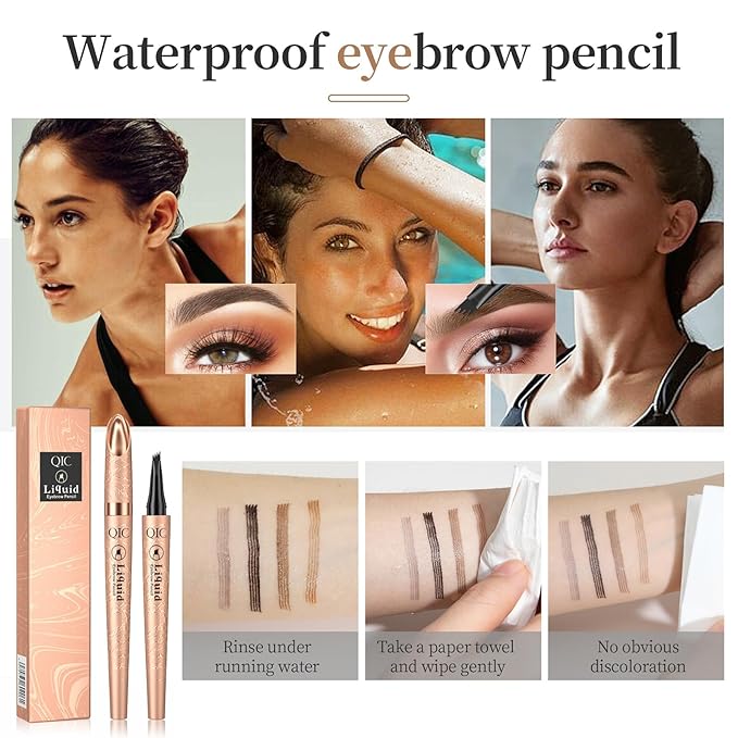 Eyebrow Pencil,Waterproof Microblade Eyebrow Pen,Liquid Waterproof Eyebrow Pencil,Smudge-Proof Brow Pencil Long-Lasting, Natural Looking Eye Makeup Eyebrow Pen(04# Natural Black)