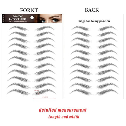 Black Eyebrow Tattoo 66 Pairs (High Arched Eyebrows), Hair-Like Popular Fake Eyebrows Waterproof Lasting 4D Realistic Makeup Tattoo Arch Style, Eyebrow Transfer Stickers for Women Girls