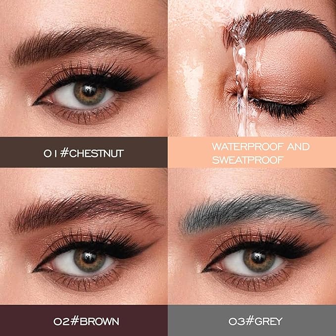 2025 New 2PCS 3D Magic Microblading Eyebrow Pencil, 4-Head Split Waterproof Long-Lasting Wild Eyebrow Pen, Upgraded Fine-Stroke Makeup, Stay-on-All-Day (Dark Brown)
