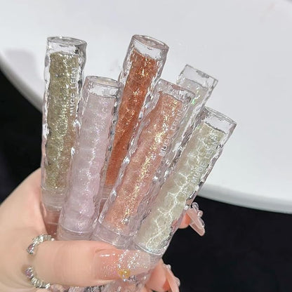 6pcs Liquid Glitter Eyeshadow Set, Shimmer Eye Make Up for Korean Crystals Makeup, Quick Drying, Pigmented and Long Lasting Eyeshadow Eye Liner, Silver Pink Gold Crystals Eye Glitter Makeup