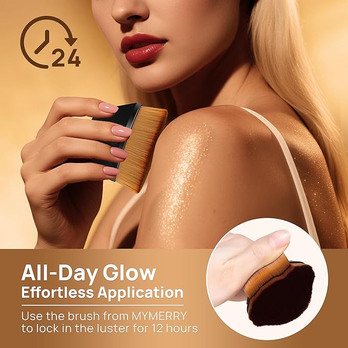 Body Shimmer Oil, Liquid Highlighter Bronzer Body Glitter Oil Long Lasting Moisturizing for Face Makeup Lotion Illuminate Serum Glow Shimmer Skin 50ml/1.7 Fl Oz（Bronze Brown #01）