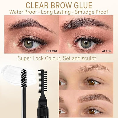 Microblading Eyebrow Pen Kit - Waterproof Brow Makeup Set with Eyebrow Pencil, Eyebrow Gel Clear, Eyeliner, Dual-ended Eyebrow Brush, Natural Looking Brows with Long-Lasting All-Day Hold - Ash Brown